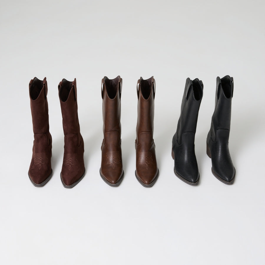Benny Cowboy Boots - Chocolate Brown Micro
