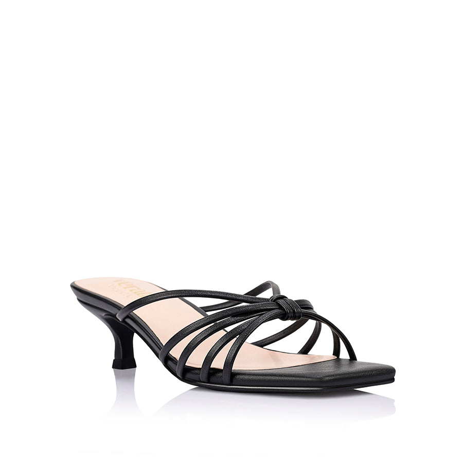 Alexis Kitten Heel Mules - Black