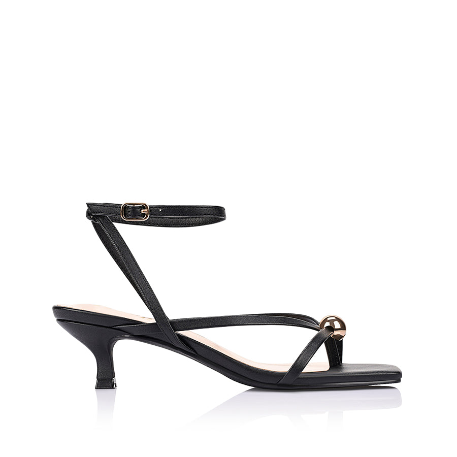 Alice Kitten Heel Sandals - Black