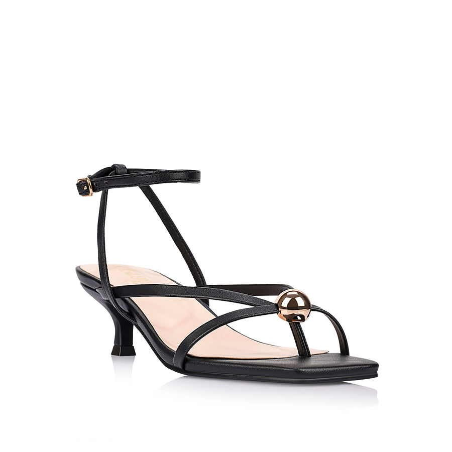 Alice Kitten Heel Sandals - Black