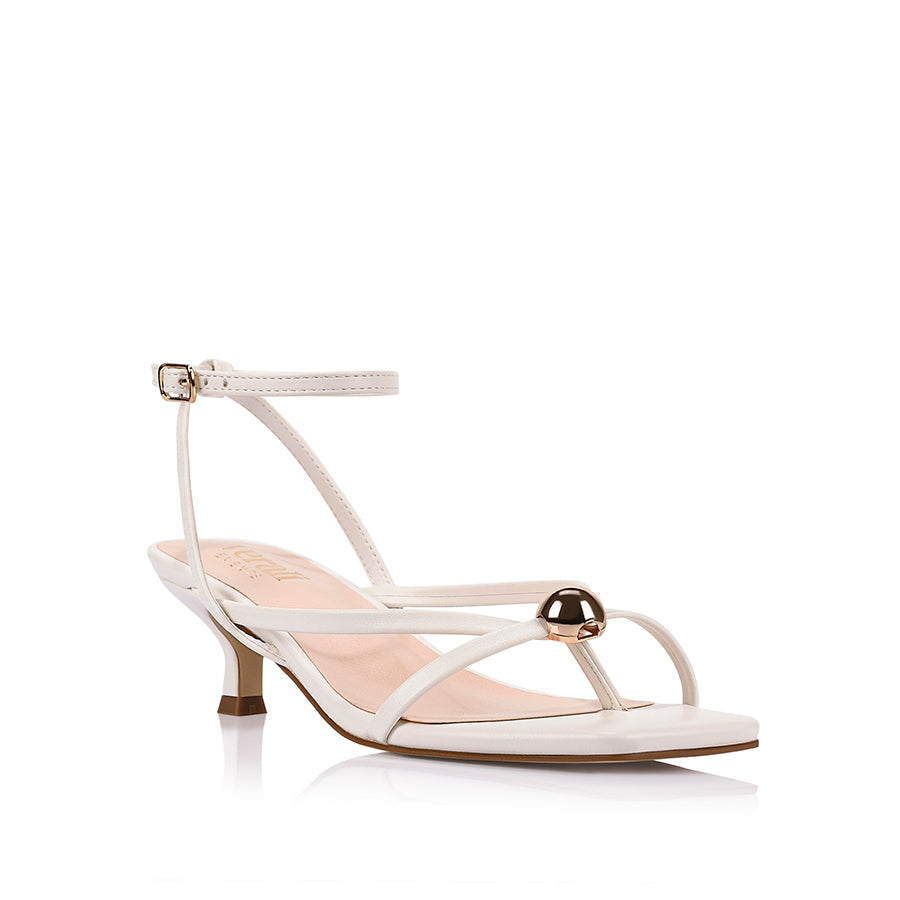 Alice Kitten Heel Sandals - Chalk White