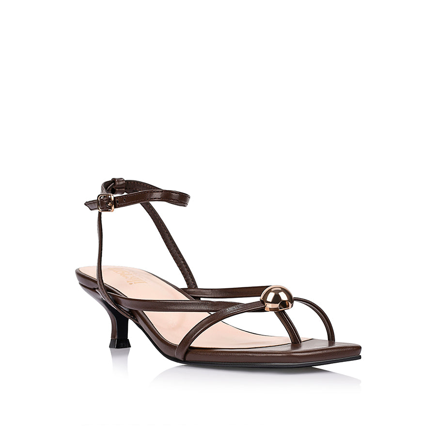 Alice Kitten Heel Sandals - Chocolate Brown