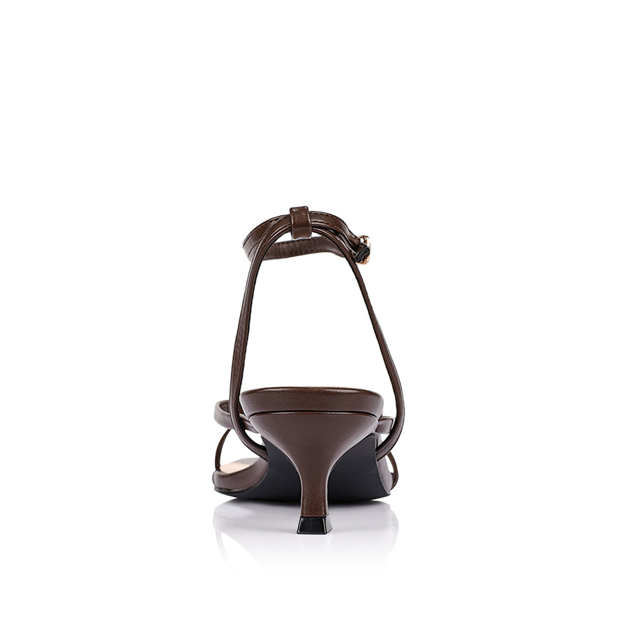 Alice Kitten Heel Sandals - Chocolate Brown