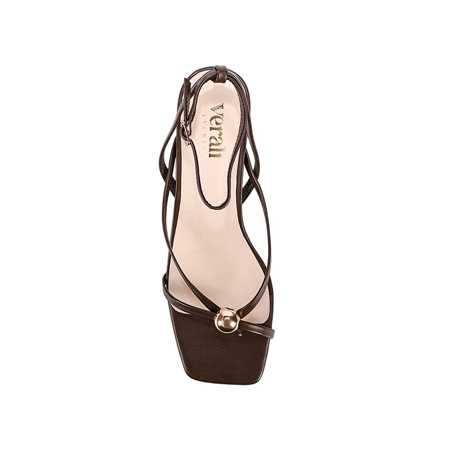 Alice Kitten Heel Sandals - Chocolate Brown