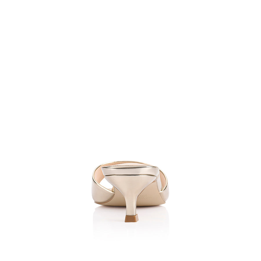 Alyssa Kitten Heel Mules - Champagne Gold