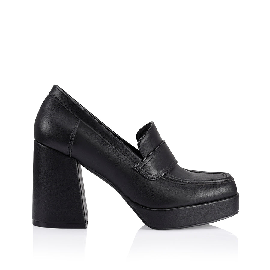 Womens black clearance loafers with heel