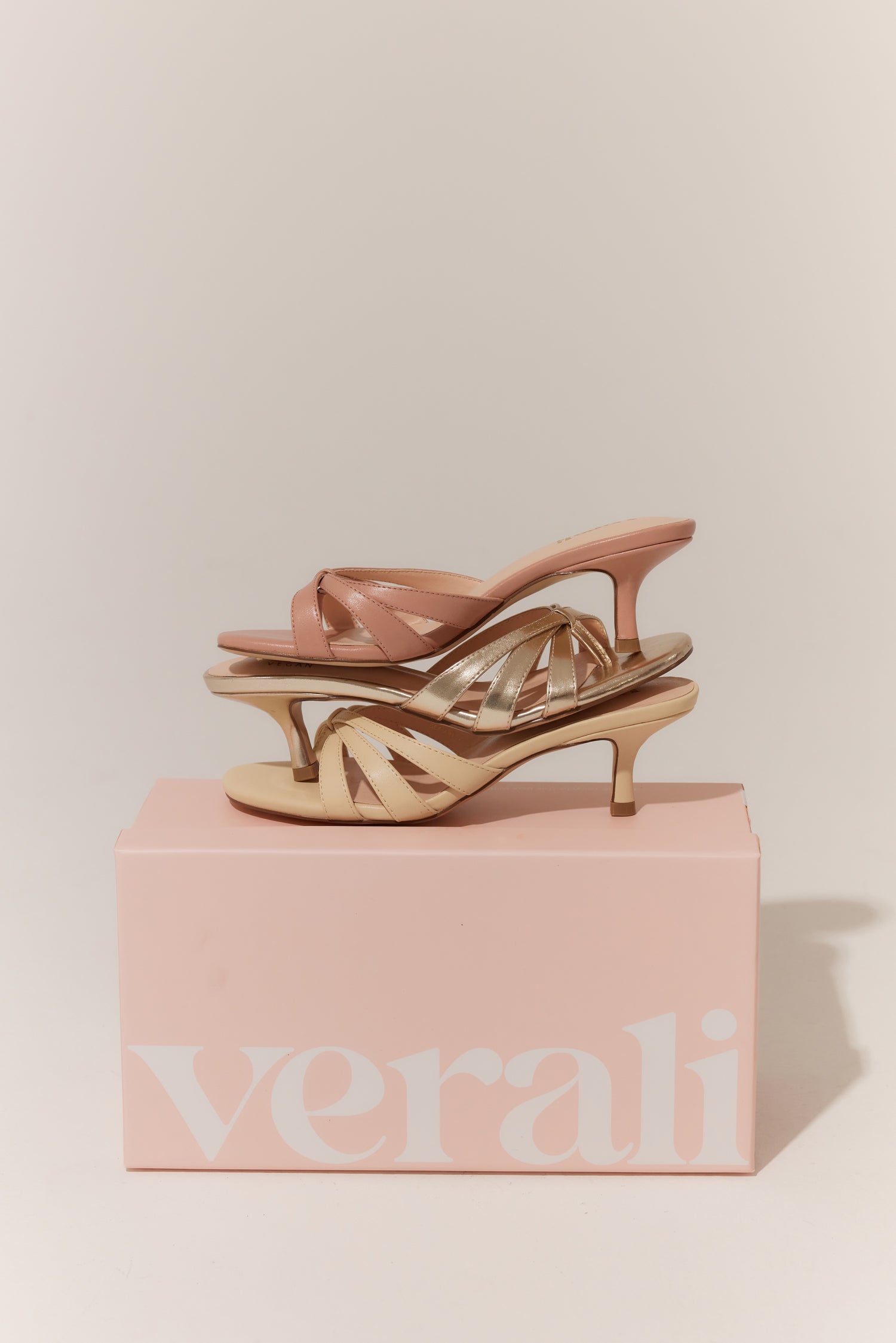 Beau Kitten Heel Thongs - Champagne Gold