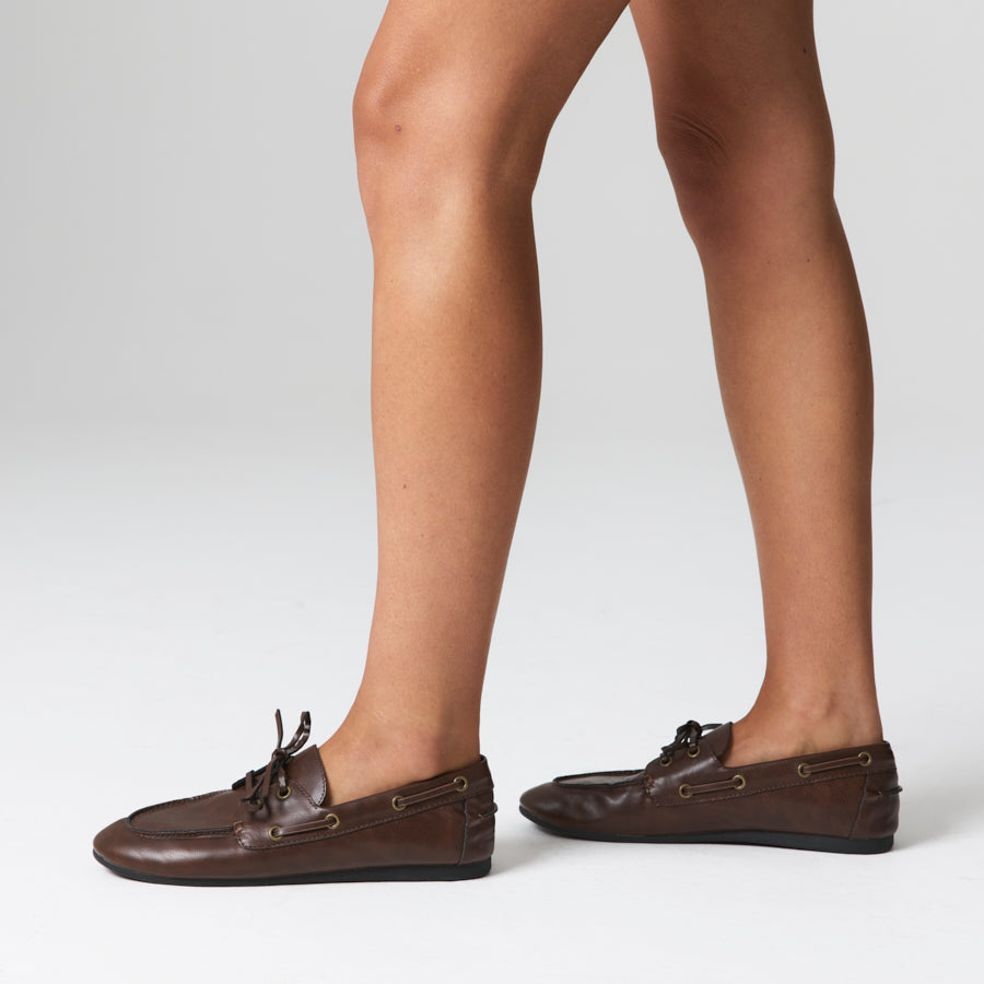 Brody Boat Shoes - Chocolate Brown Distressed