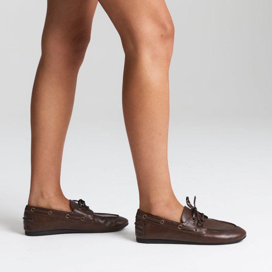 Brody Boat Shoes - Chocolate Brown Distressed