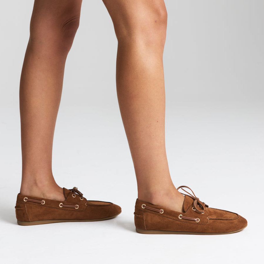 Brody Boat Shoes - Chestnut Tan Micro