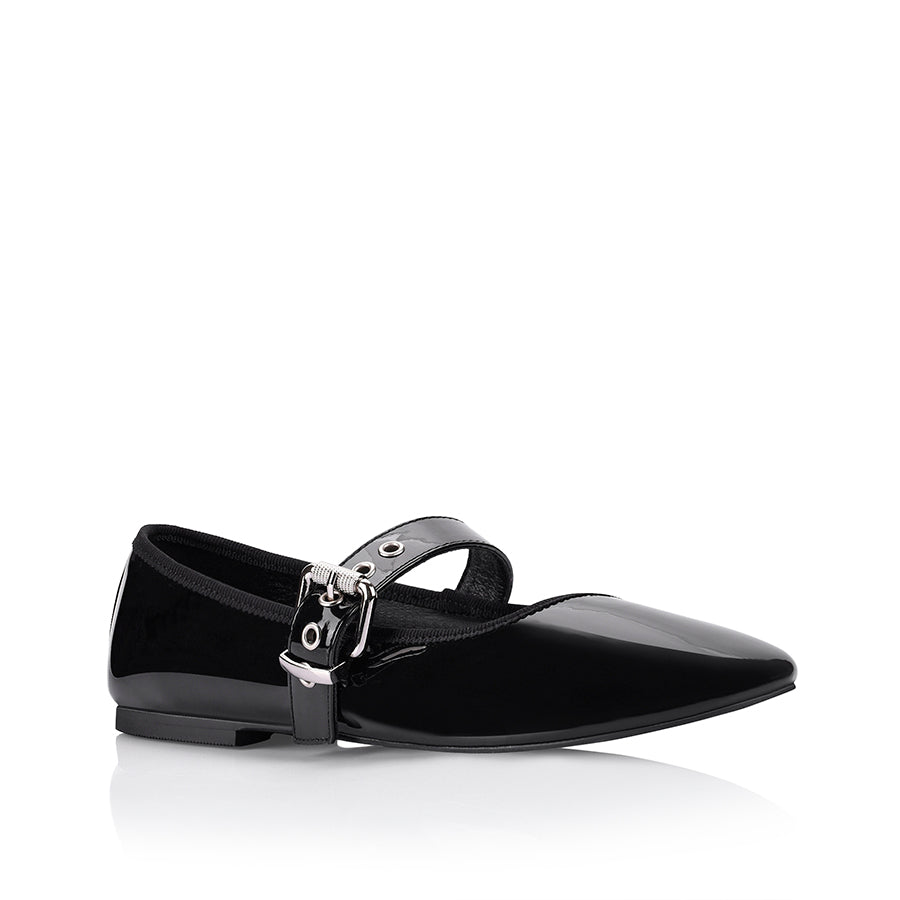 Women's black patent Mary Jane ballet flats