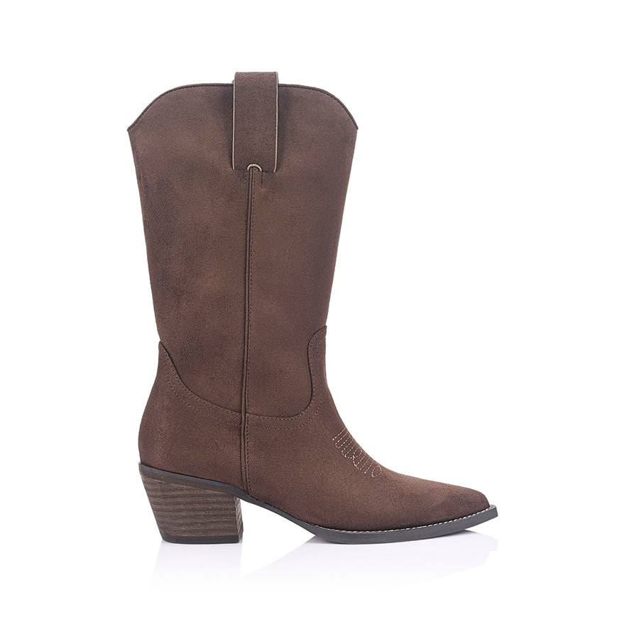 Benny Cowboy Boots - Chocolate Brown Micro