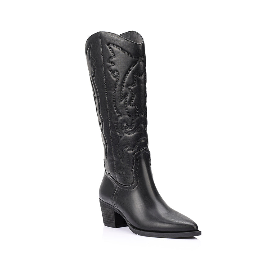 Bentley Cowboy Boots - Black Distressed