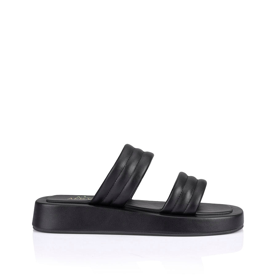 Vagabond bonnie black leather platform slides on sale