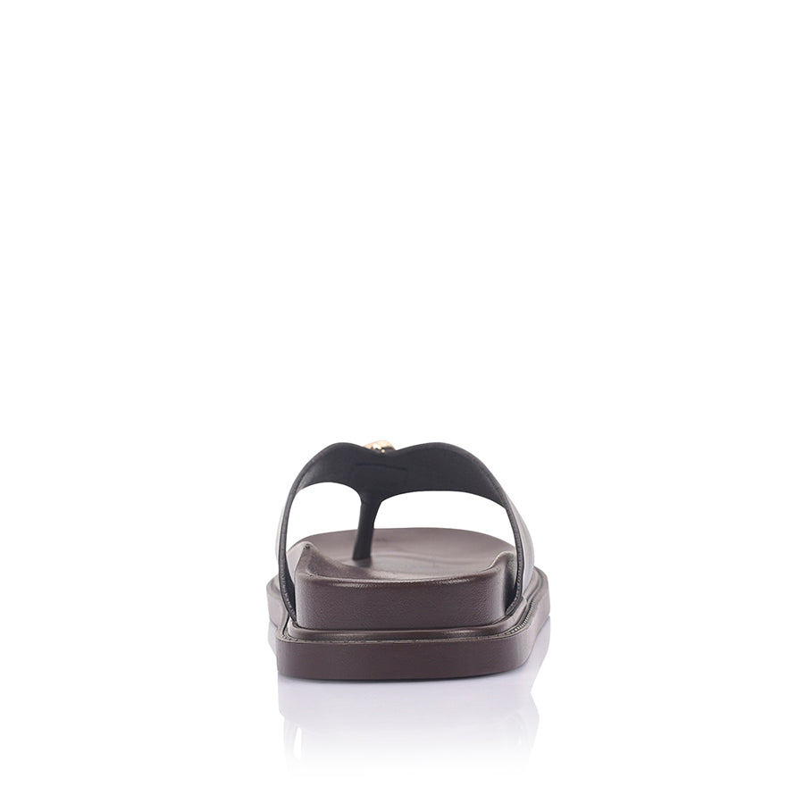Bri Footbed Thongs - Chocolate Brown