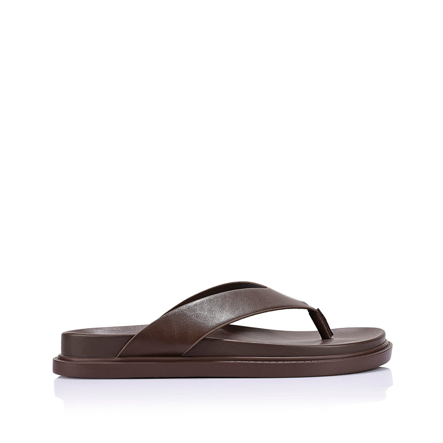Bridget Footbed Slides - Chocolate Brown