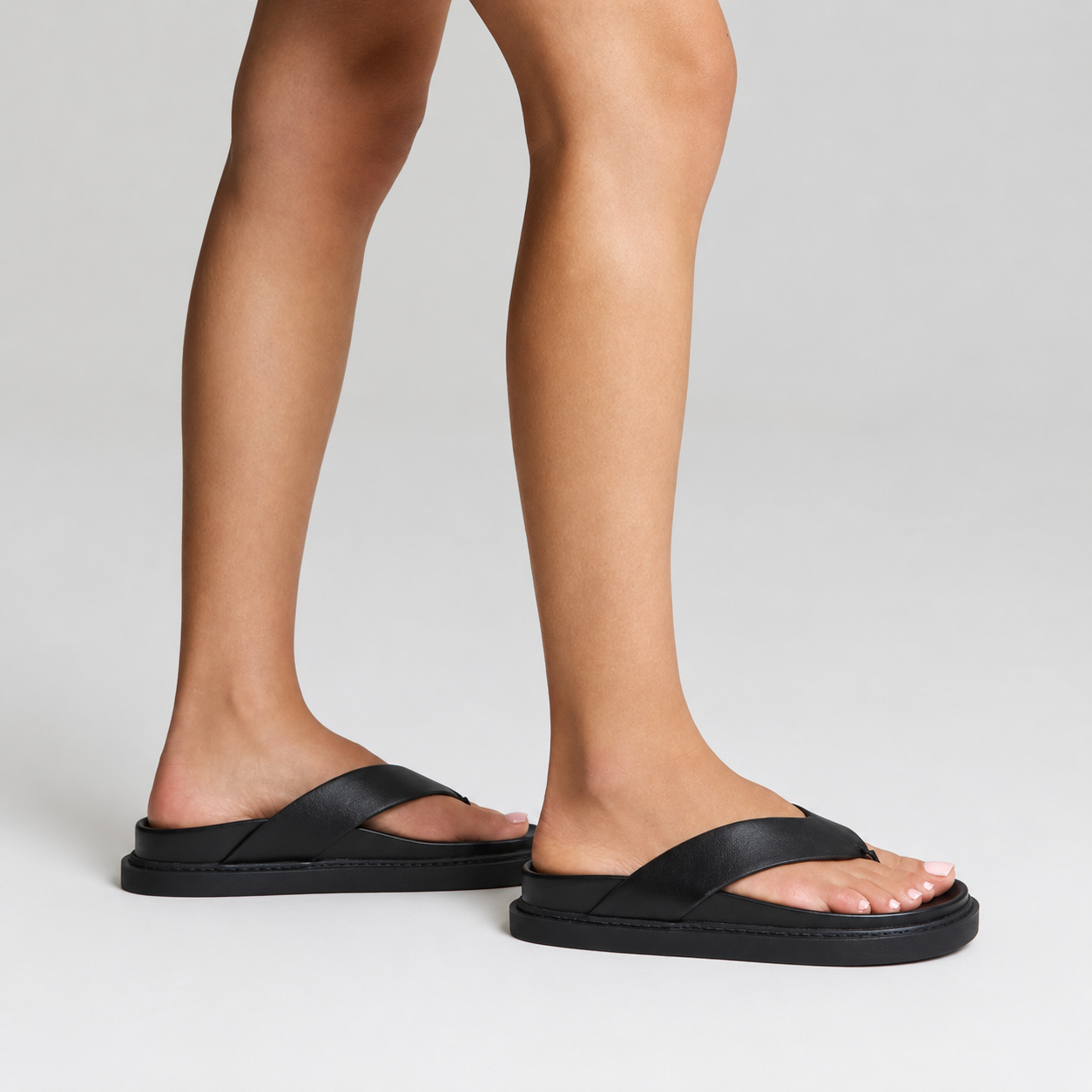 Bridget Footbed Slides - Black