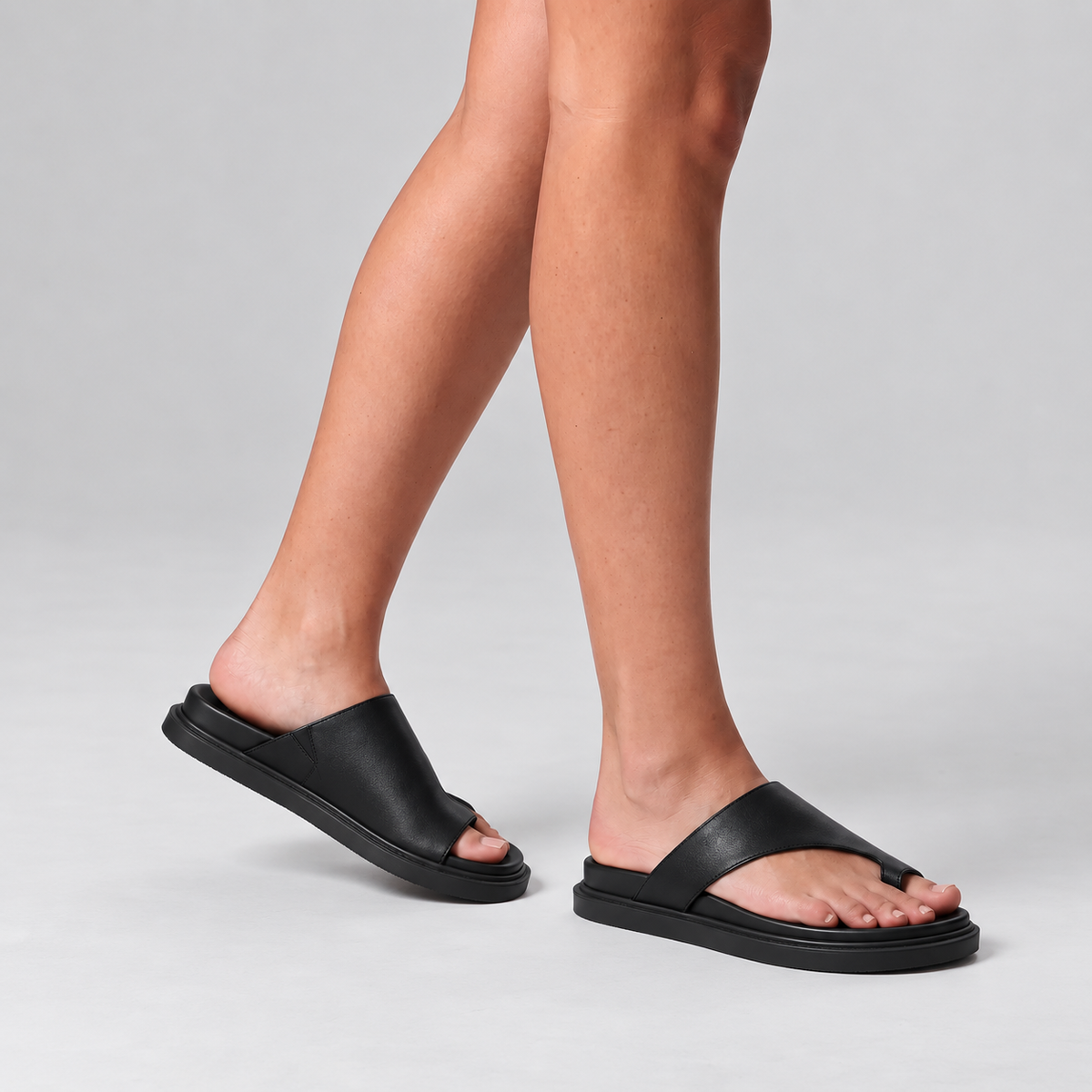 Brenda Footbed Slides - Black