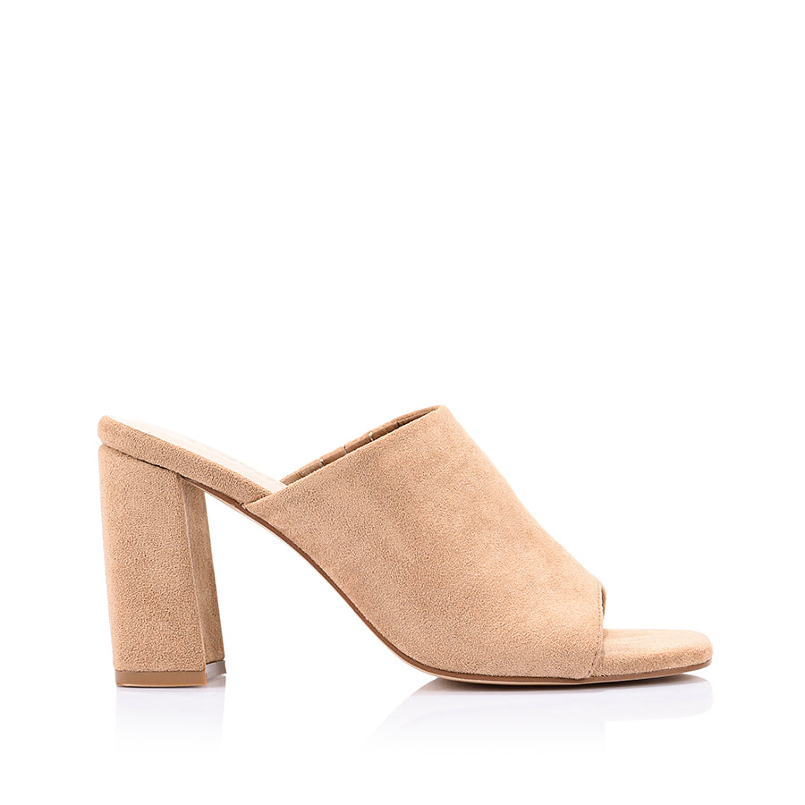 Creed Block Heel Mules - Sand Beige Micro