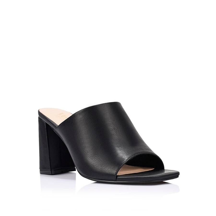 Creed Block Heel Mules - Black Distressed