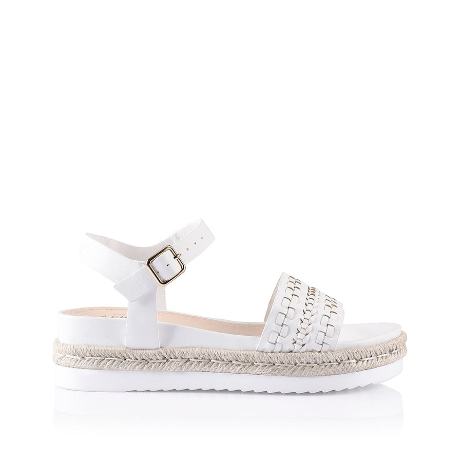 Disco Footbed Sandals - White Smooth