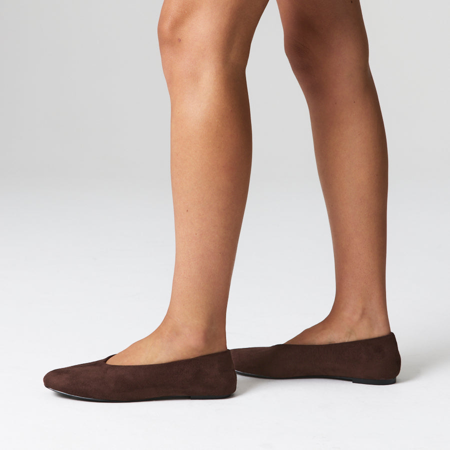 Euan Ballet Flats - Chocolate Brown Micro