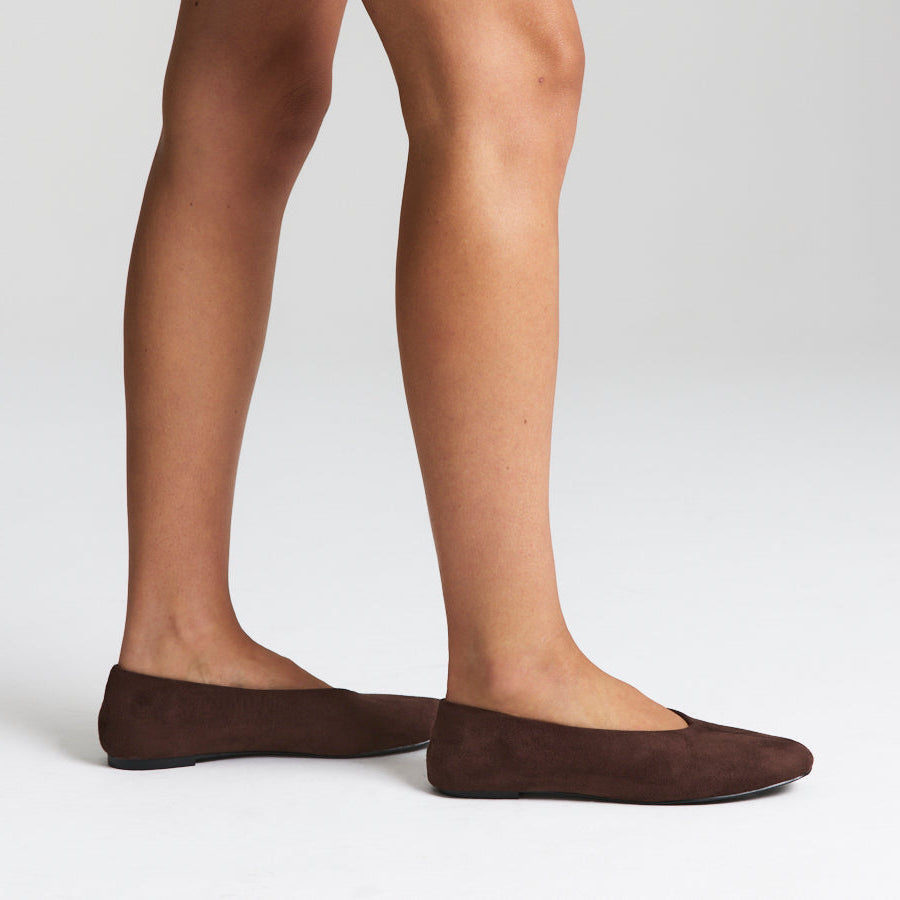 Euan Ballet Flats - Chocolate Brown Micro