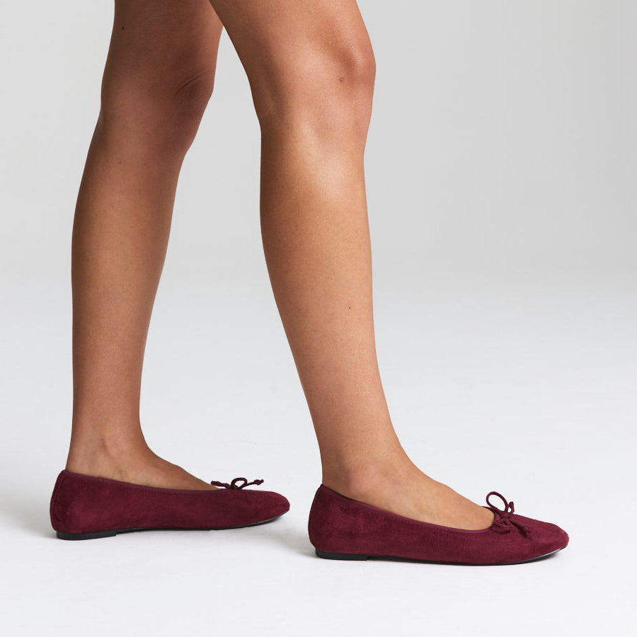 Eugenie Ballet Flats - Berry Red Micro