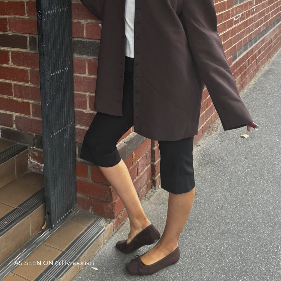 Eugenie Ballet Flats - Chocolate Brown Micro