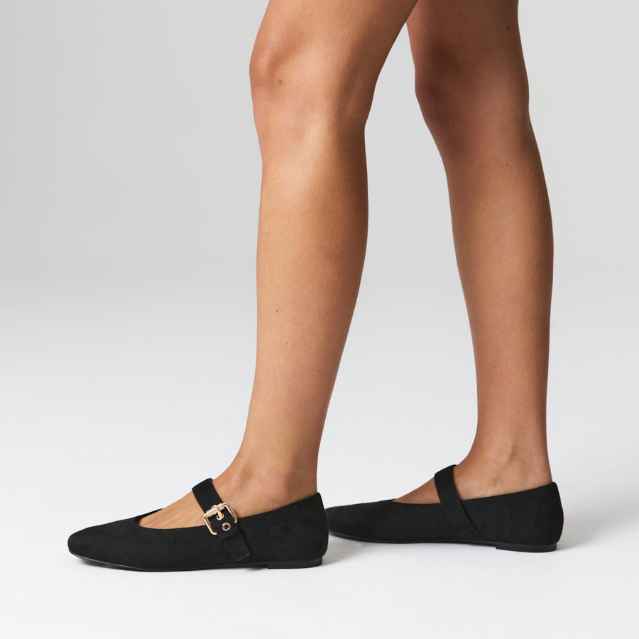 Europe Mary-Jane Flats - Black Micro