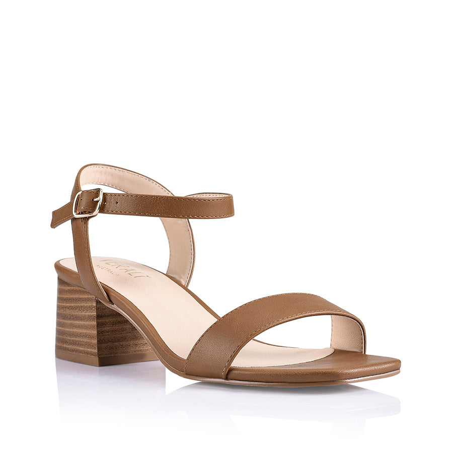 Eleanor Block Heel Sandals Tan Softee Verali Shoes