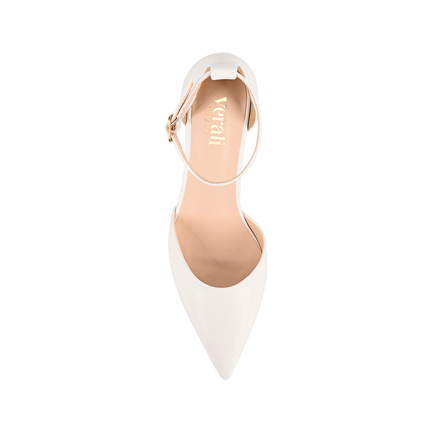 Eli Closed Toe Block Heels - Chalk White
