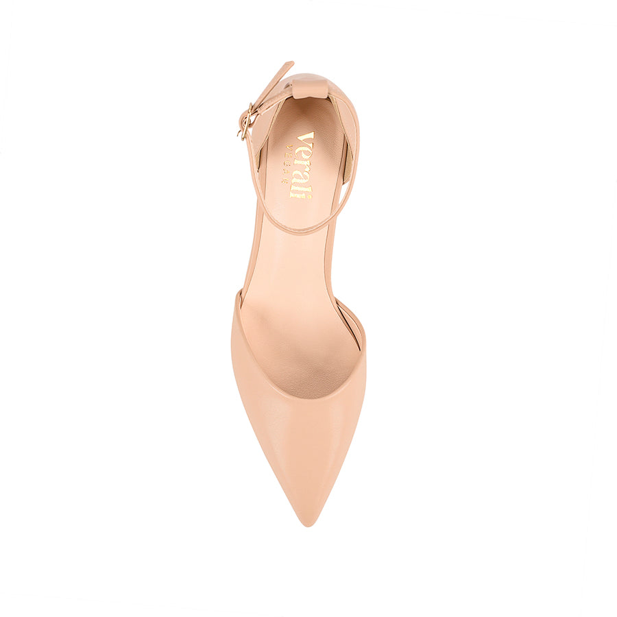 Eli Closed Toe Block Heels - Nude