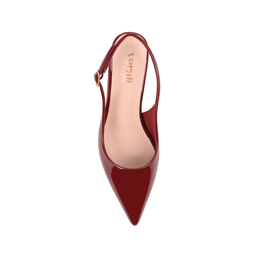 Elio Slingback Block Heels - Wine Patent