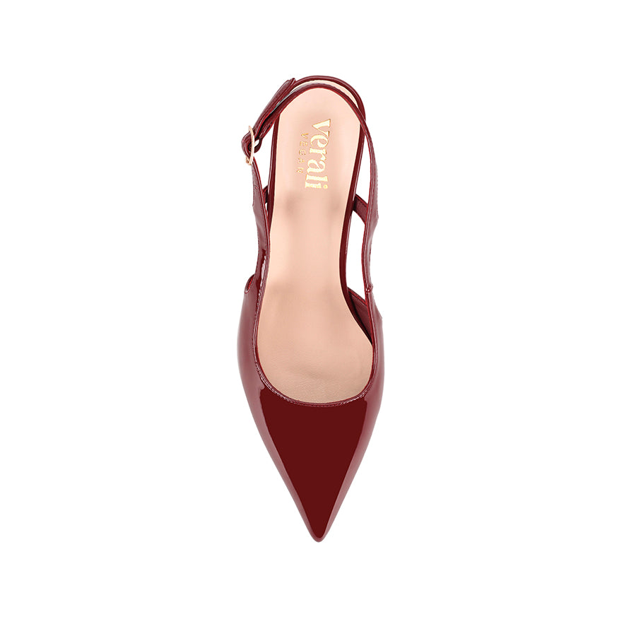 Elton Slingback Block Heels - Wine Patent