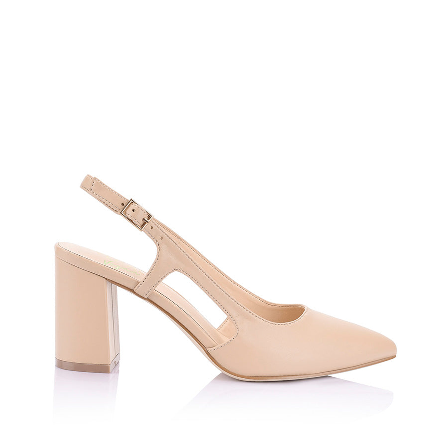 Enrique Sling Back Block Heels Nude Verali Shoes