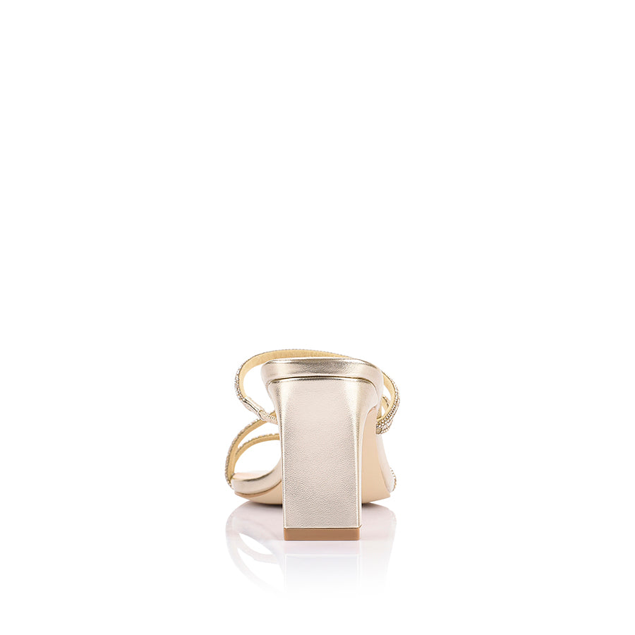 Ginger Block Heel Mules - Champagne Gold