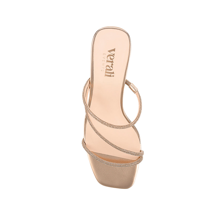 Rose gold high-heeled sandal with thin straps