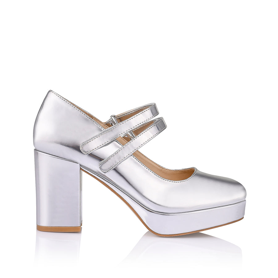 Hella Mary-Jane Platforms Silver Mirror – Verali Shoes