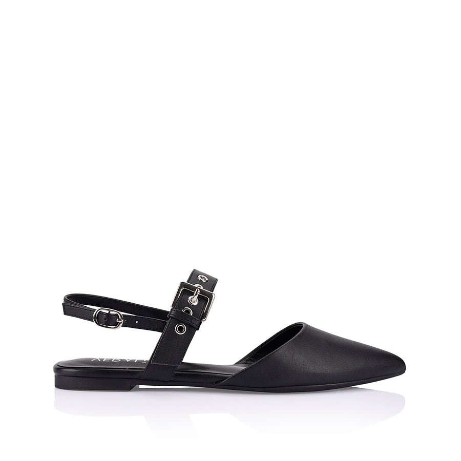 Women's black point toe slingback flat shoes