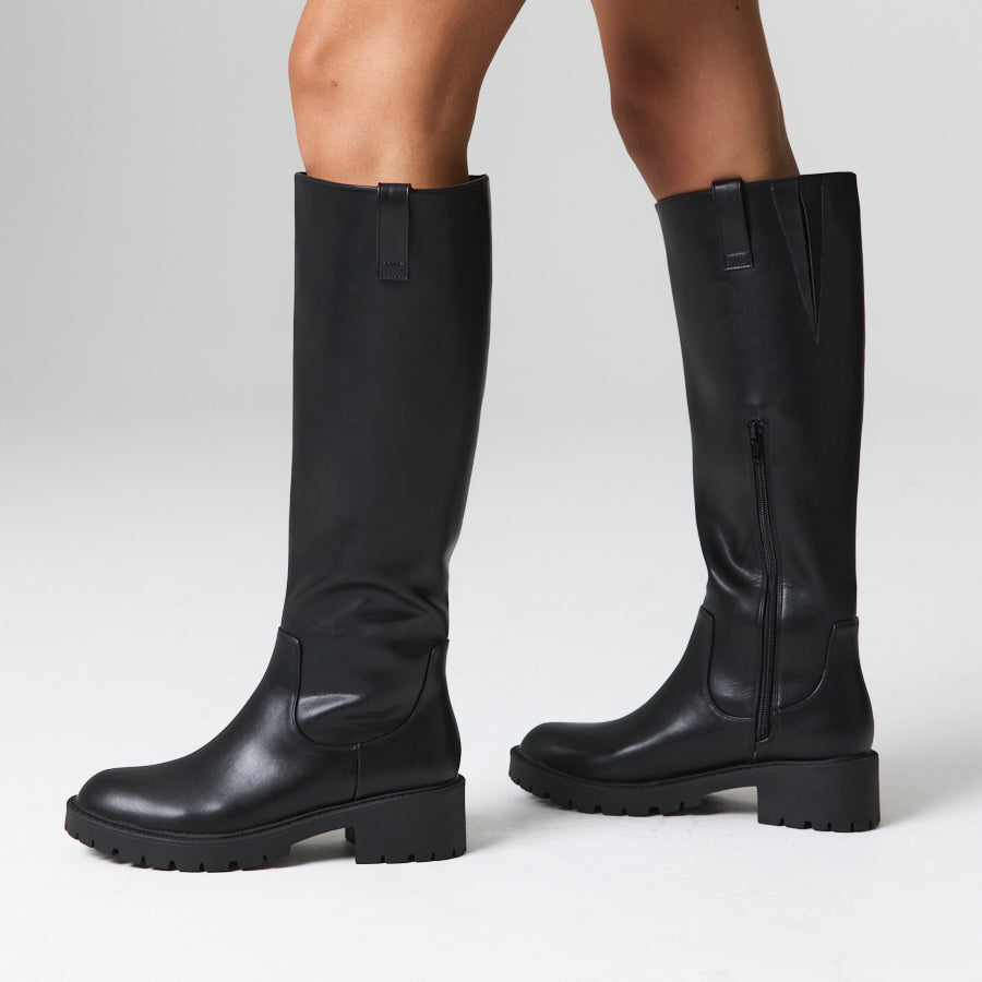Jailyn Chunky Knee High Boots - Black