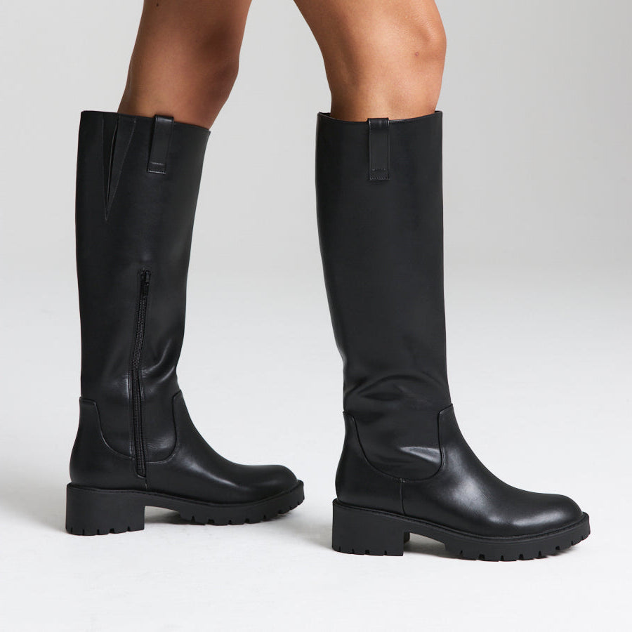Jailyn Chunky Knee High Boots - Black