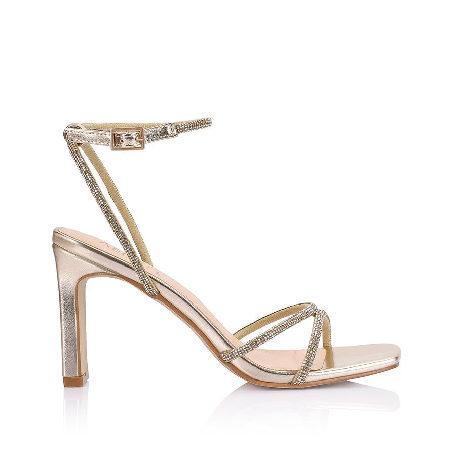 Kian Block Heel Sandals Champagne Smooth – Verali Shoes