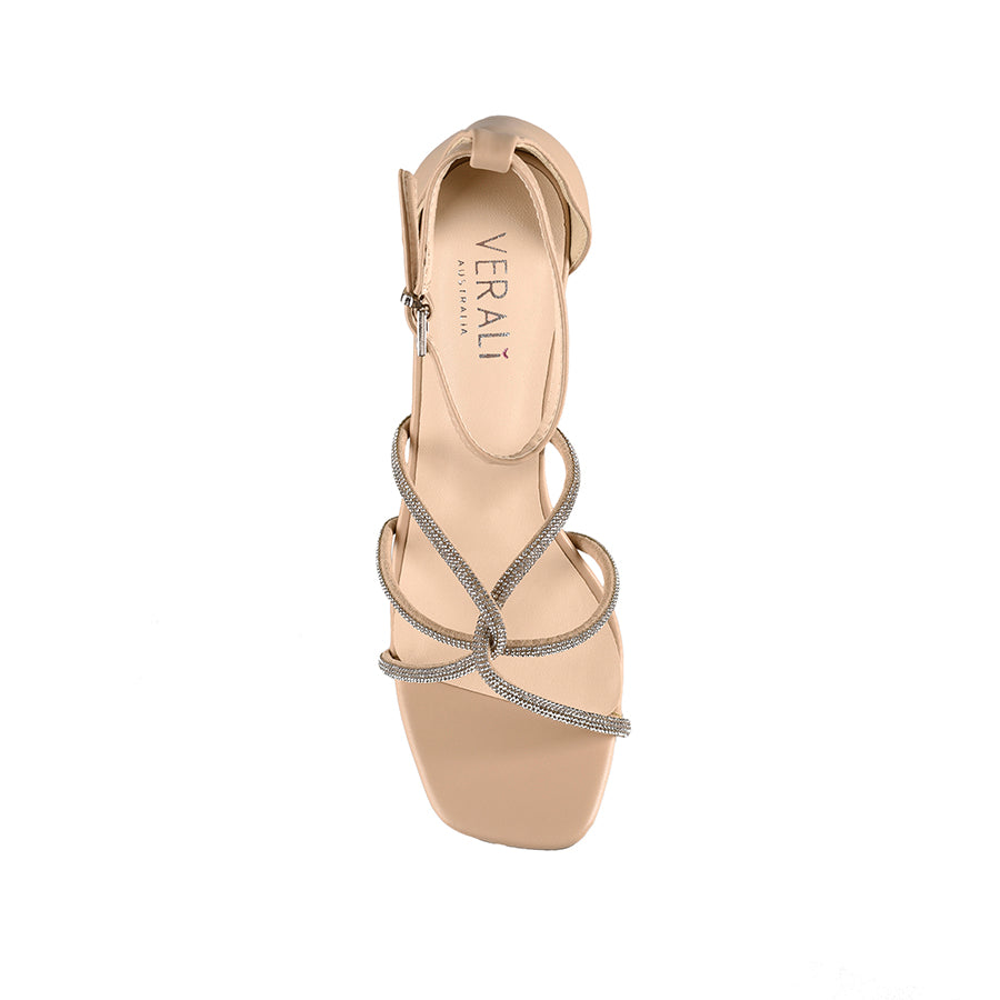 Kisha Strappy Heeled Sandals - Nude/Silver