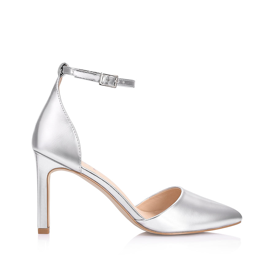 Kitra Closed Toe Heels Silver – Verali Shoes