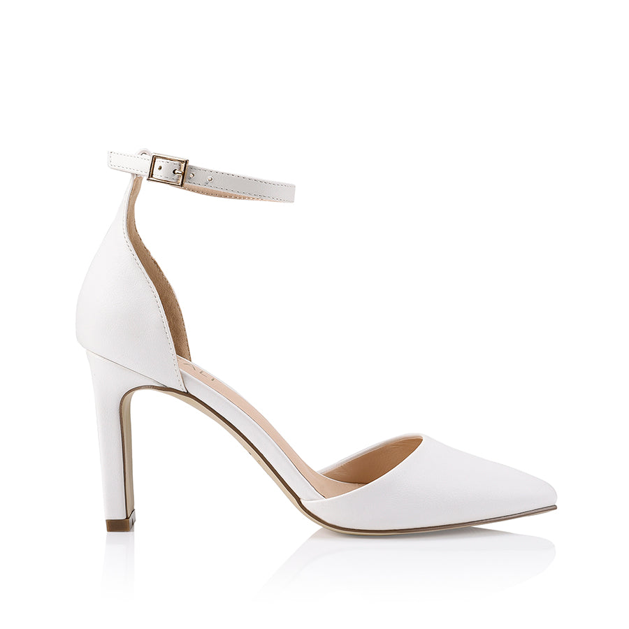 Kitra Closed Toe Heels - White Smooth