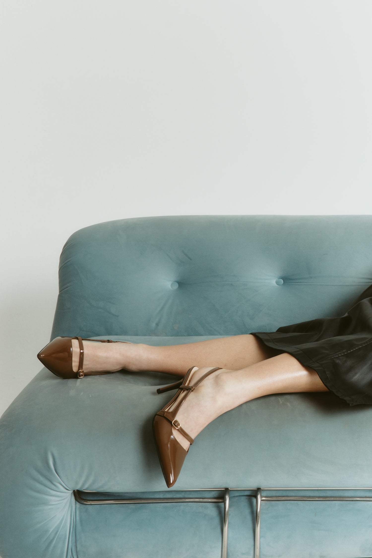 Leia Slingback Stilettos - Cocoa Brown Patent