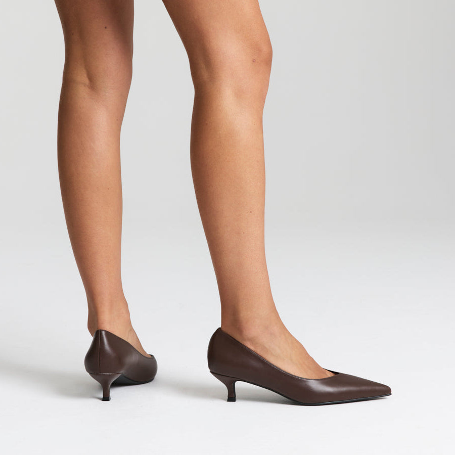 Lucy Kitten Heel Pumps - Chocolate Brown