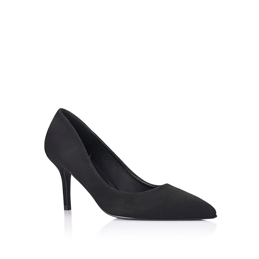Black high-heeled shoe with micro fabric