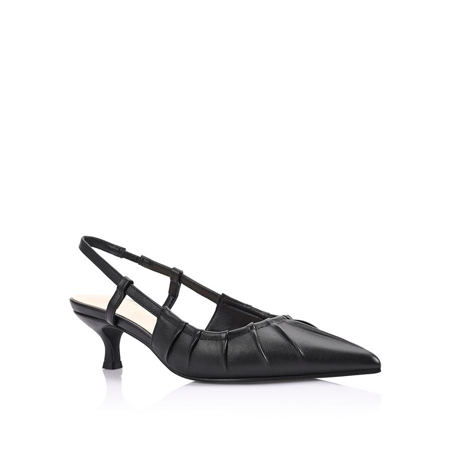 Lucius Slingback Kitten Heels - Black